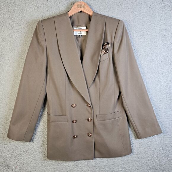 Kasper ASL Taupe Double Breasted Blazer Shawl Collar Size 6 Classic Workwear 90s - Picture 13 of 13